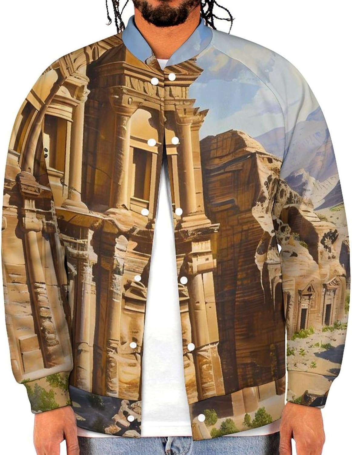 PetraLandscape Novelty Men's Baseball Jackets Causal Sweatshirt Button Top Long Sleeve Coat