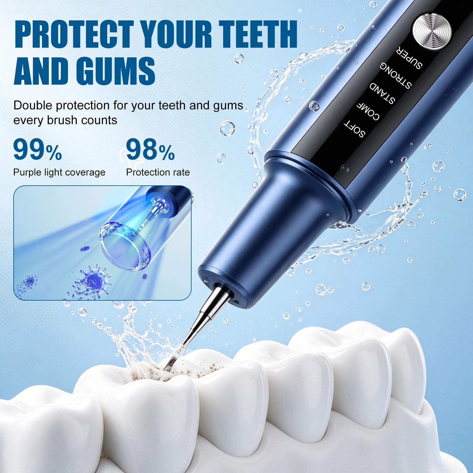 Irrigador dental de agua para dientes, irrigador oral inalámbrico con múltiples modos de limpieza, irrigador dental portátil recargable para aparatos ortopédicos, encías sensibles y cuidado