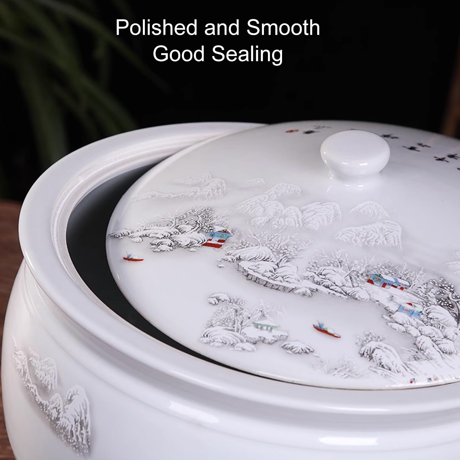 Uszczelniony Ceramiczny Pojemnik na Ryż w Kształcie Cylindra, Białe Ceramiczne Pojemniki do Przechowywania z Pokrywkami na Herbatę, Mąkę, Zboże, Słodycze, Mleko w Proszku(22x25 cm/9x10 in)