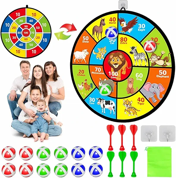 Dart Board for Kids Ages 4-8 - 29" Double-Sided Dart Board with Sticky Balls and Darts,Boys Toys for Ages 8-13,Valentines Day Gifts for 7 8 9 10 11 12 13 14 Year Old, Indoor/Outdoor Party Game Toys