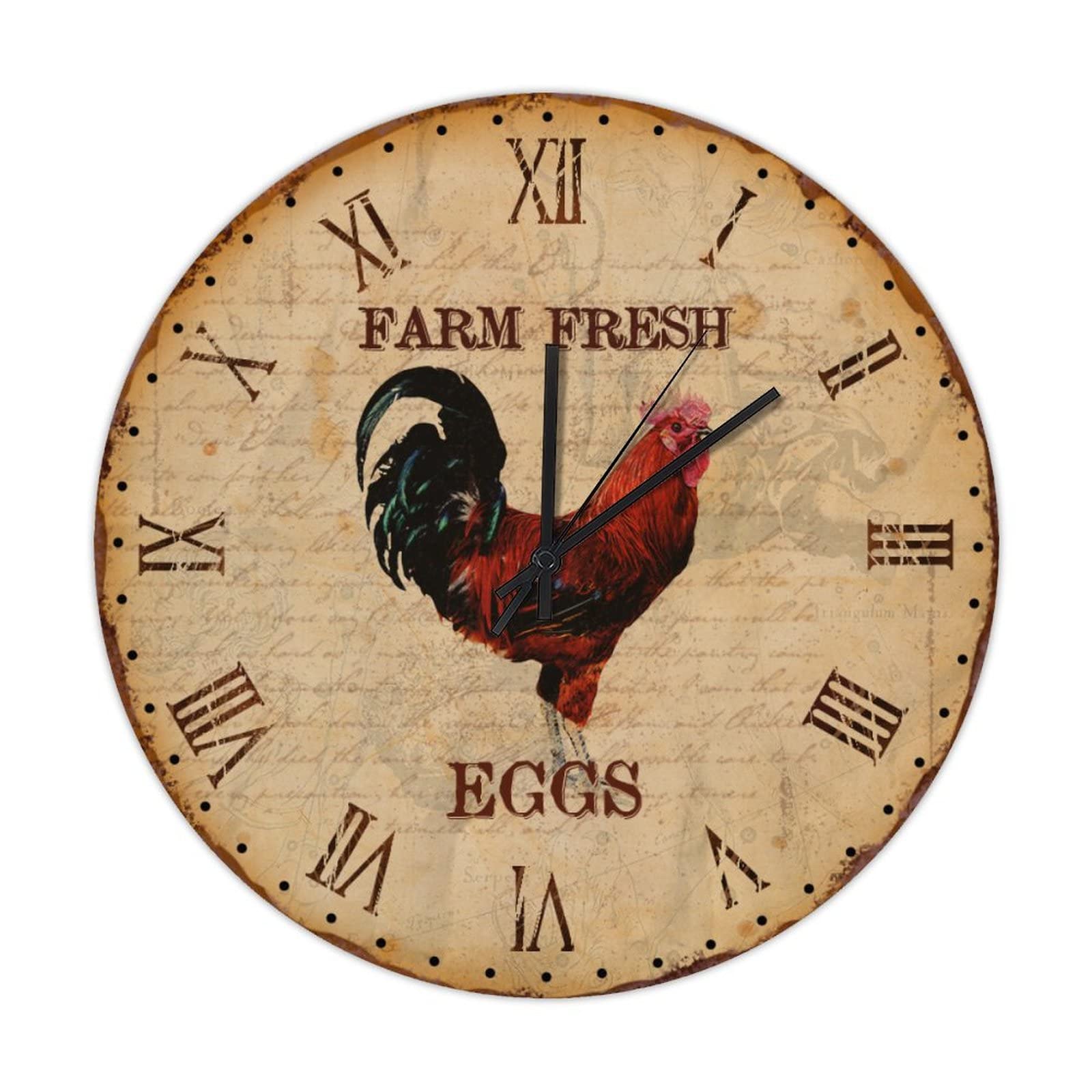 Horloges rondes en bois coq 38cm pour décoration vintage