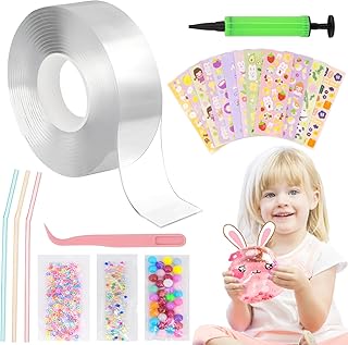 UoQo Nano Tape Bubble Kit, Magic Reusable Nano Tape Bubbles Making Kit with Balloon Inflator, Super Elastic Bubble Balloons Nano Tape Diy Supplies for Girls Boys Kids Adults(1Pcs)