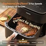 Friteuse à air COSORI TurboBlaze 6Qt, 9-en-1, 5 vitesses, sécher, rôtir, prouver, recettes dans l'application de 15 minutes, compacte, cuisson rapide, 95% moins d'huile pour des repas sains, facile à nettoyer, gris foncé