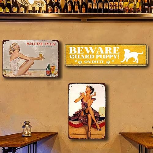 Miniatura 4 de Beware Guard Dog On Duty Placa de señal de carretera de 3 x 12 pulgadas, novedosa placa retro de aluminio para pintura al óleo de aluminio, letrero