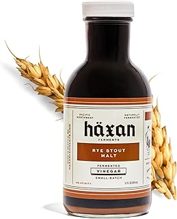 Haxan Ferments Rye Stout Beer Vinegar (12 Fl Oz) – Raw, Unpasteurized, Living Vinegar – Crafted with American Rye Stout – Rich Nutty Flavor for BBQ, Stews, & Dressings