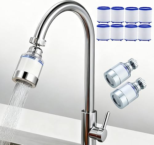 Paquete de 2 grifos de filtro de agua para fregadero, filtro universal de fregadero de baño giratorio de 360, filtro de agua para grifo de cocina,