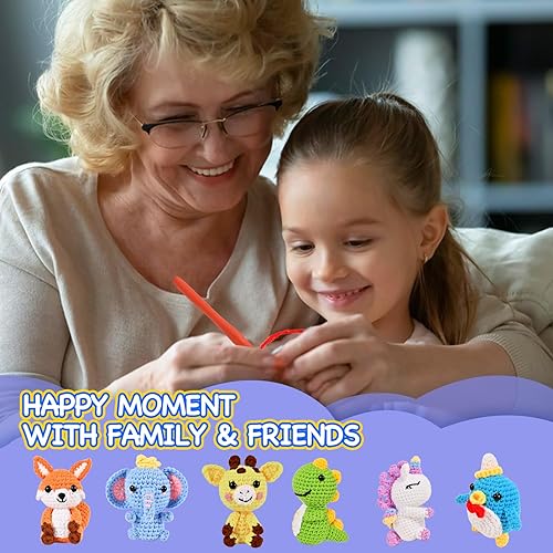 Miniatura 5 de Wunila Kit de ganchillo de 6 piezas para principiantes, manualidades para adultos y niños, gran regalo para amantes del ganchillo, kits de animales