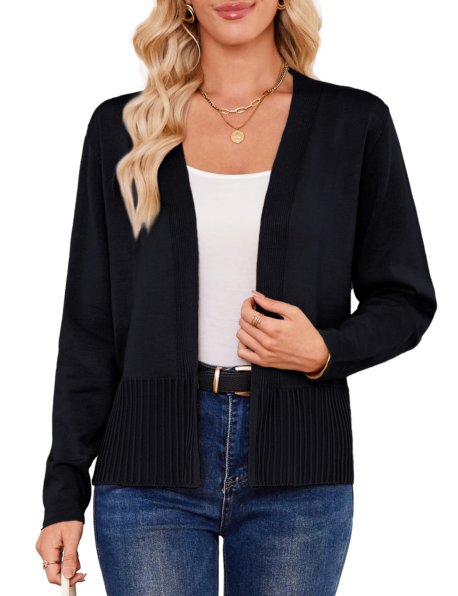 Yekaty Lightweight Cardigans for Women Summer Cropped Open Front Spring Cardigans Long Sleeve Jackets, S-2XL