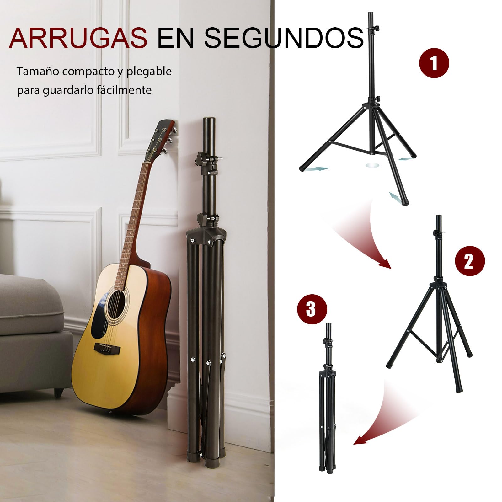 SOARS Trípode para Altavoces, Soporte para Cajas 122-186 cm Regulable en Altura, Trípode Extensible, Cargable hasta 50 kg, Soporte para Dardos, Fotos, Negro