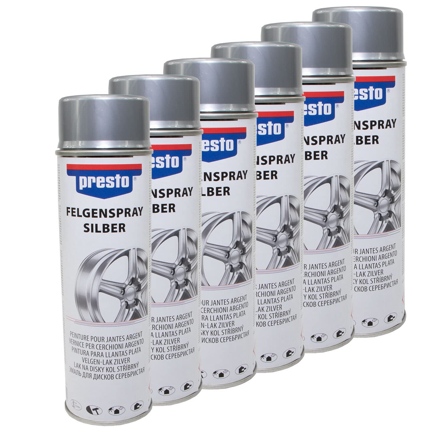 Felgenspray Silber Felgensilber Felgenlack Lackspray Presto 428924 6 X 500 ml