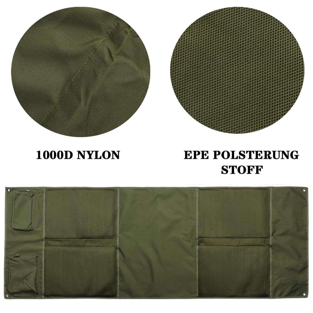 MOZETO Tappetino da tiro extra grande, pieghevole, con imbottitura per tiro sdraiato, dotato di sistema di cinghie Molle e due tasche per accessori