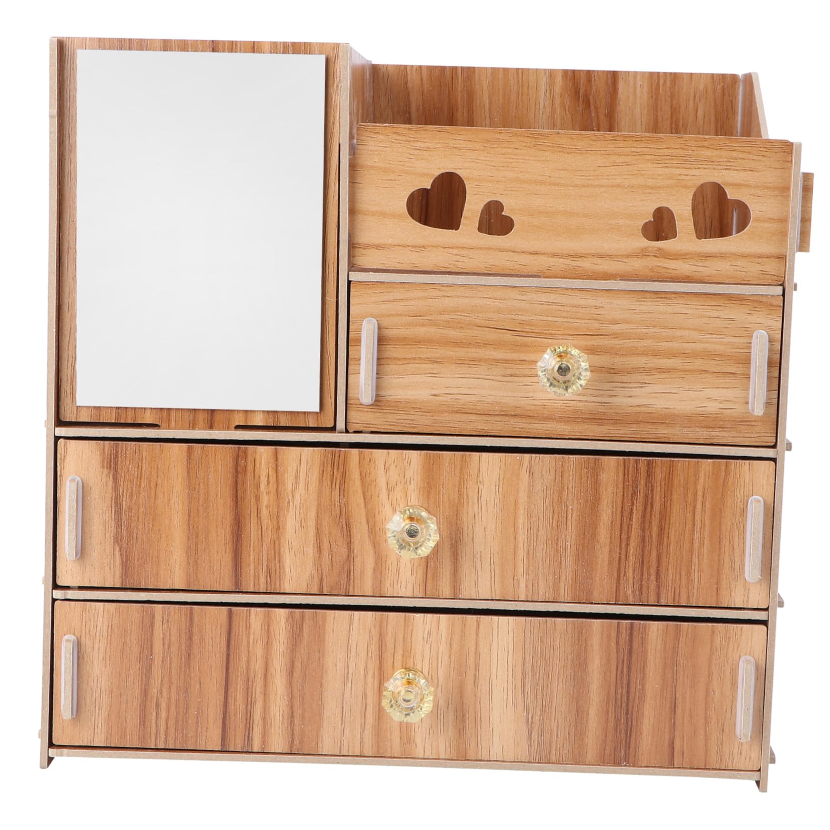 Boîte de Rangement Cosmétique en Bois Miroir et Tiroirs