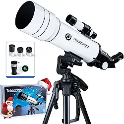 Telescópio 70 mm abertura 400 mm refrator telescópio astronômico portátil para crianças adultos iniciantes com bolsa de transporte de tripé branco