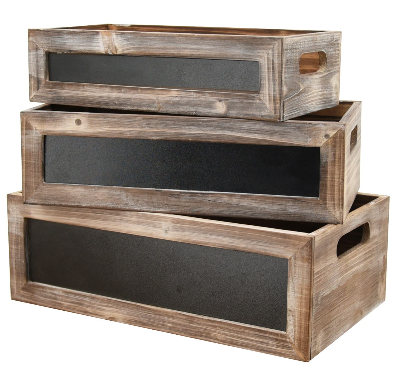 Photo 1 of *SEEMS NEW* MODE HOME, 3 Torched Wood Decorative Storage Crates, Made from 100% Wood, Torched Brown