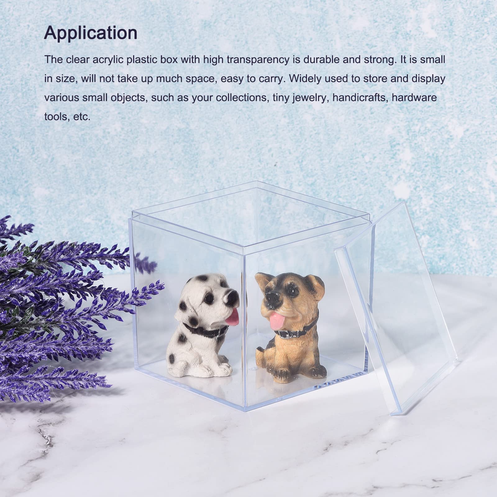 sourcing map Klar Acryl Plastik Aufbewahrungsbox Quadrat Kubus Vitrine mit Deckel, 9,5x9,5x9,5cm Behälterbox für Klein Gegenstände, Packung mit 4