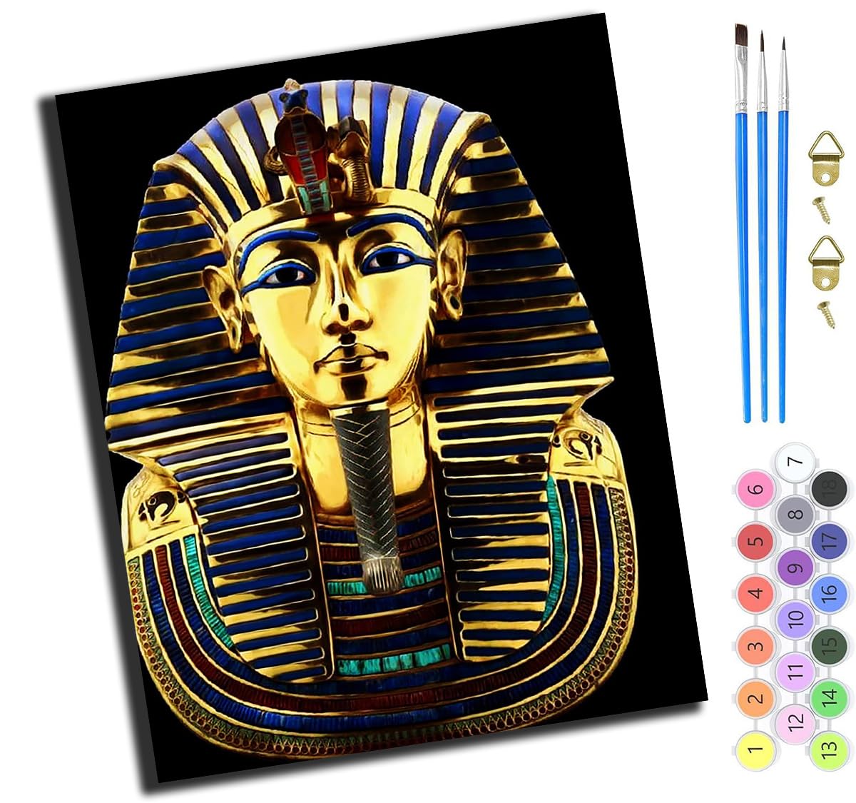 XIAOYOUQIAN Egyptian Pharaoh King Tutankhamun,Paint By Numbers for Adults - Painting By Numbers for Kids,Oil Number Painting Kits for Home Wall Decor，20X16Inch，-Frameless