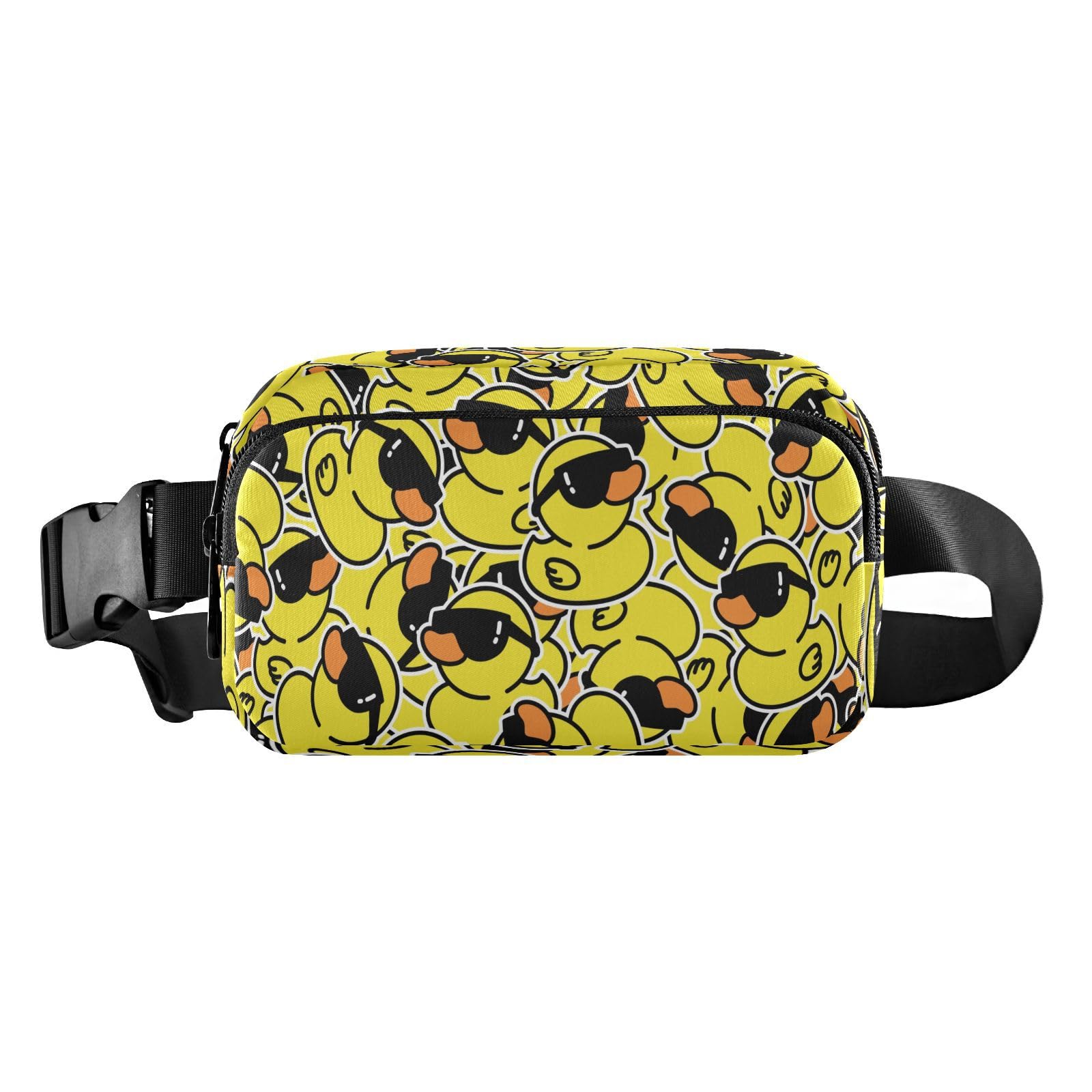 Exnundod Waist Bag Rubber Duck Sunglasses Fanny Crossbody Pack Cartoon with Adjustable Strap Hip Bum Bag for Running Hiking Traveling Outdoor