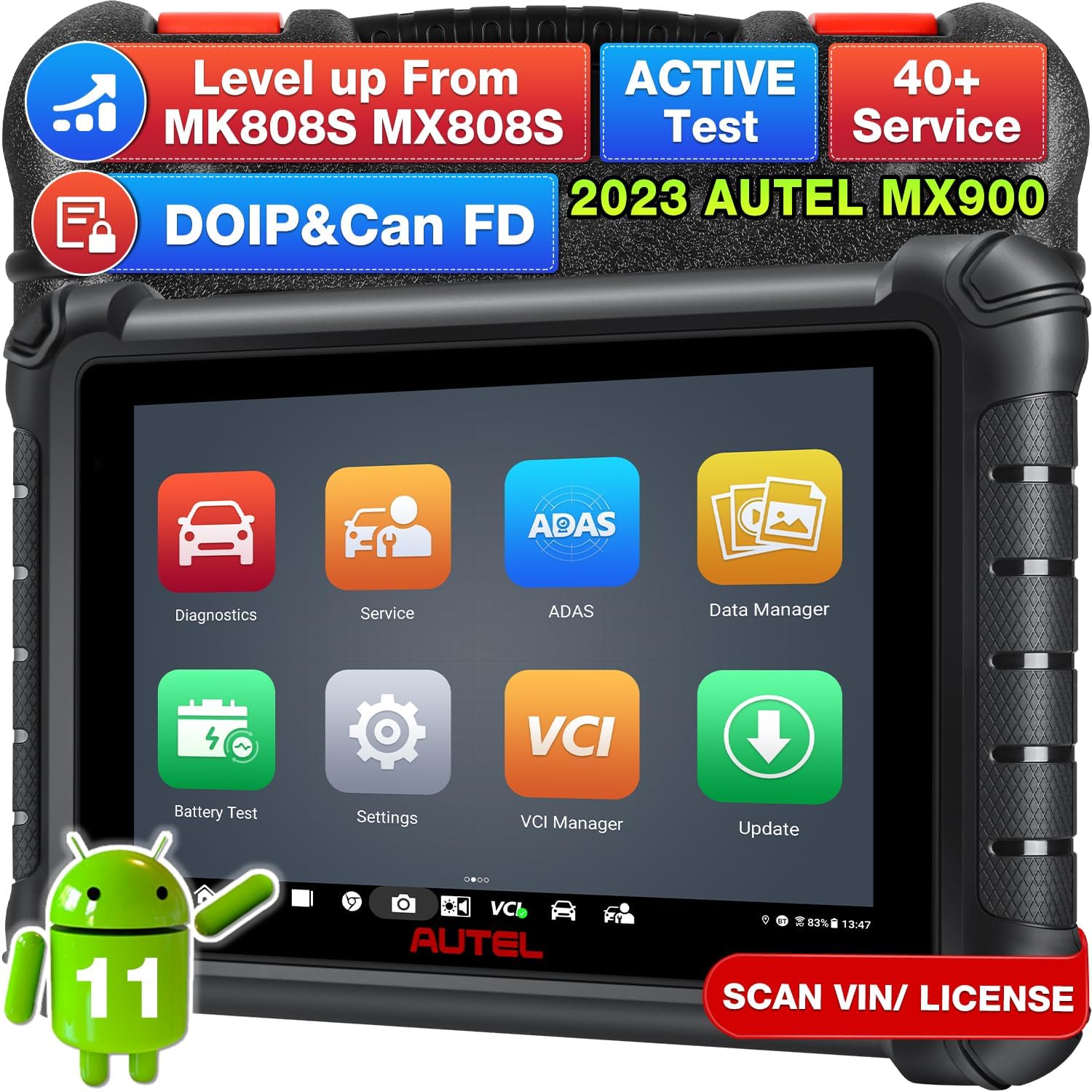 Autel MaxiCheck MX900, 2024 Same as MK900, DOIP&amp;CAN FD Enhanced, 3000 Active Test, Newer of MaxiCOM MK808BT MK808S MX808S MS906 w 40 Service, OE Full Diagnostic as MP900E, WiFi Print, OS 11, FCA