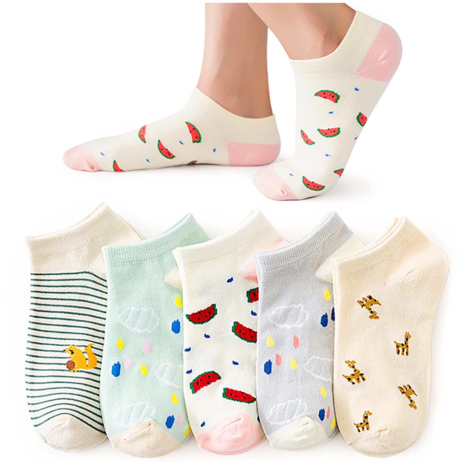 Glamorstar Women Socks Cotton No Show Low Cut Socks Ankle Sock 5 Pack