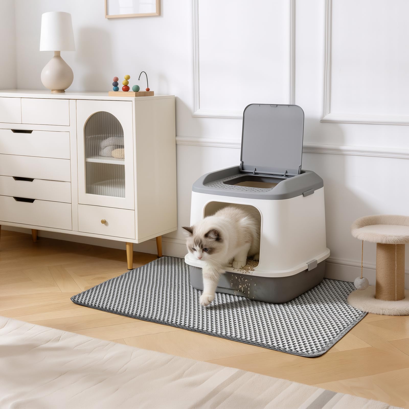 Cat Litter Mat 24x15 Inches, Honeycomb Double Layer Litter Trapping Mat, Waterproof Leakproof Urine Proof Cat Litter Box Mat for Cat Litter Box Area, Floor, Kitty Litter Rug - image 7