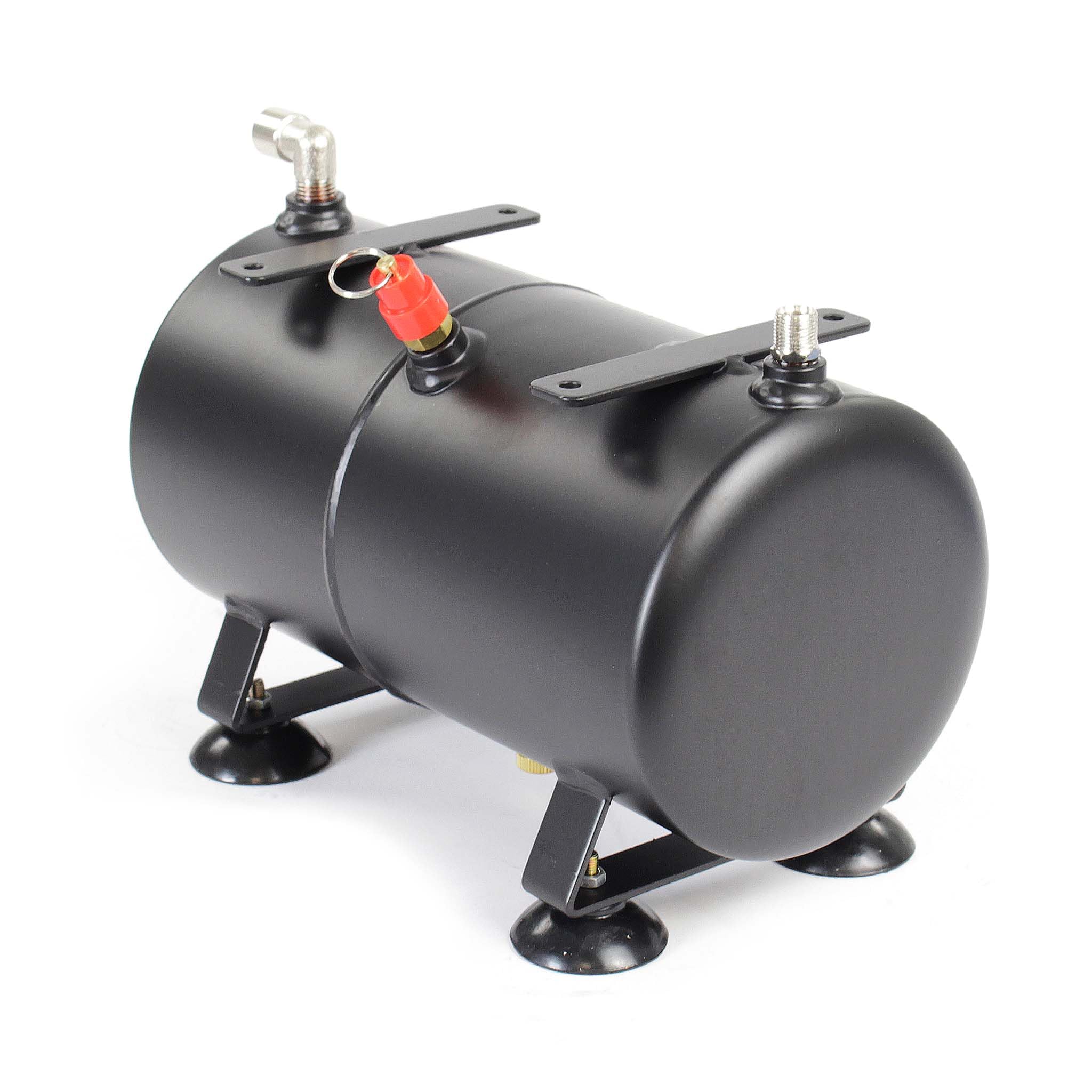 Wiltec 3 L Drucktank für Airbrush Kompressor AS186, 3x 9,52 mm IG, 1x 12,91 mm IG, bis 4 bar, Druckbehälter Ersatzteil, Airbrush Zubehör