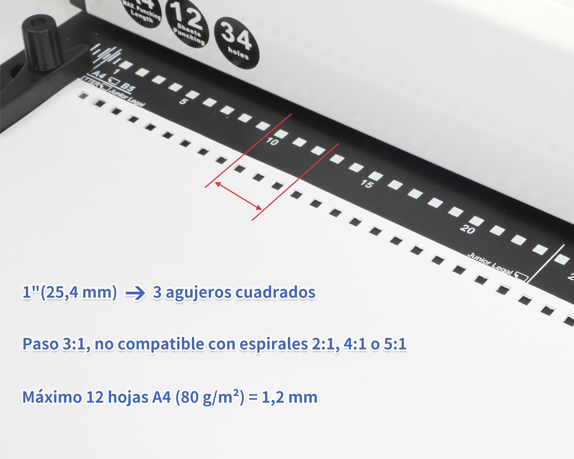 Pack RAYSON Encuadernadora PT1201 + 100 Espirales Metálicas, Paso 3:1, A4