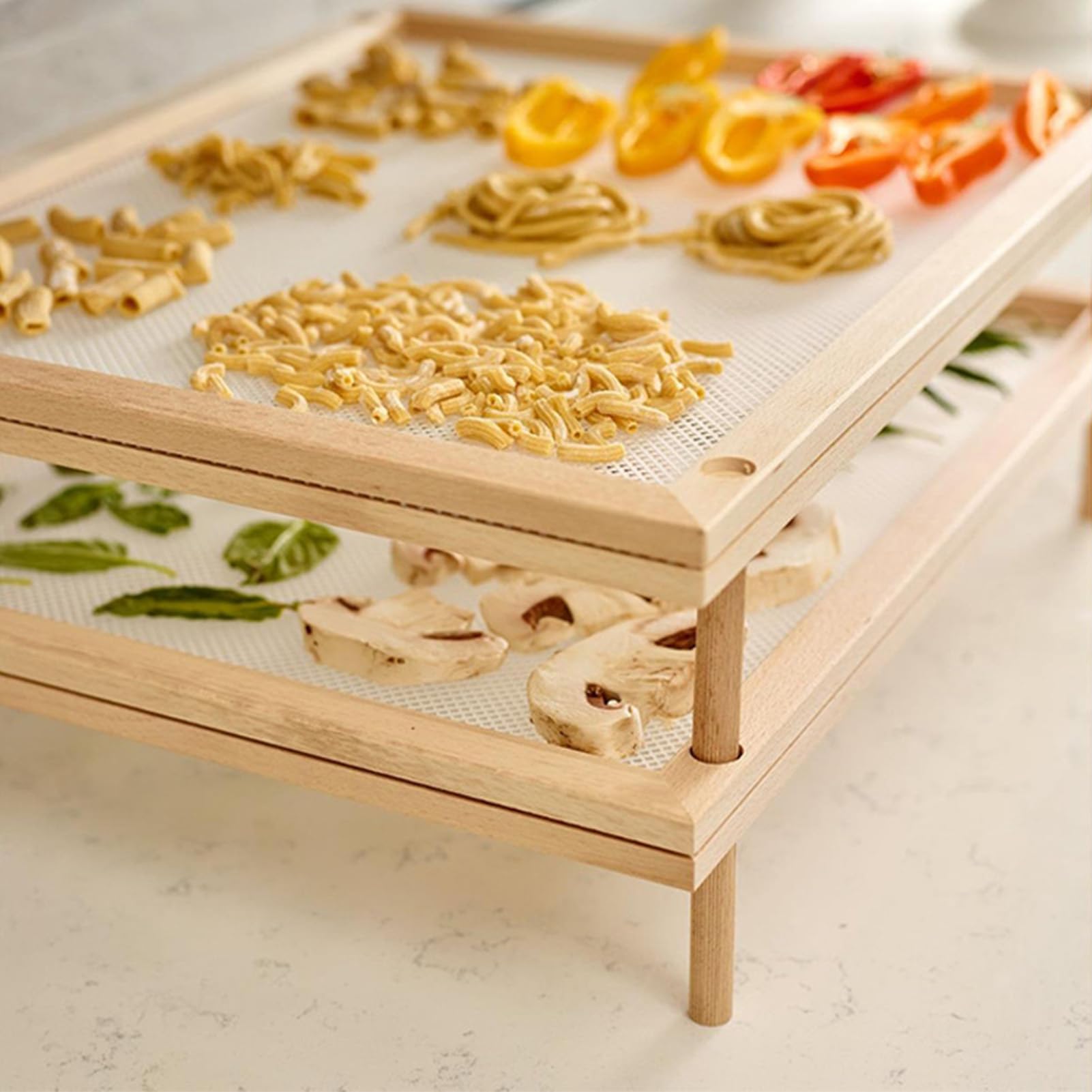 Plateau de séchage pour pâtes, séchoir à Herbes, séchoir à Aliments avec Filet d'arrêt, séchoir à pâtes Amovible en Maille, séchoir pour pâtes fraîches, Filet de séchage à pâtes