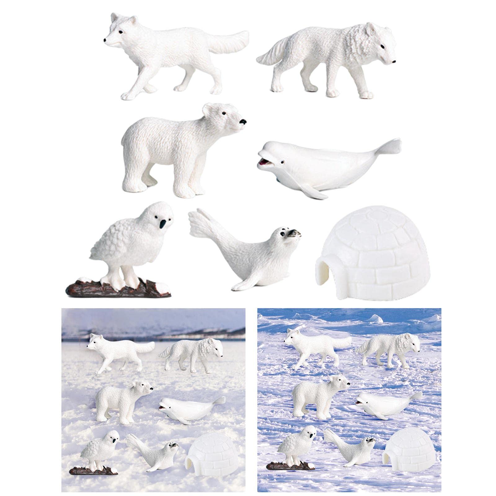 6X Modello di Animali Artici Statue in Miniatura Giocattoli di Plastica per Bambini Regalo Scaffale Decorazione