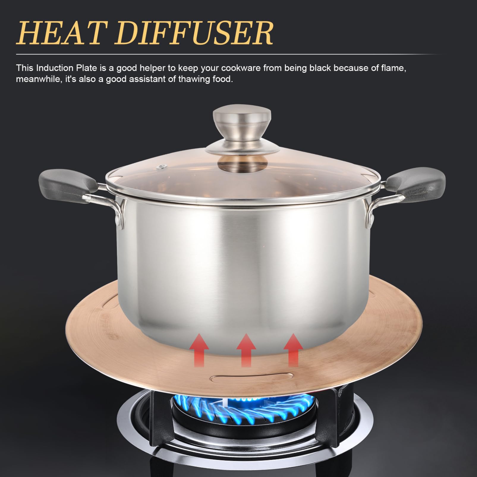DECHOUS Diffusore di Calore per Piano Induzione, Piastra Adattatore in Acciaio Inox e Lega di Alluminio, per Cucina e Cottura Uniforme