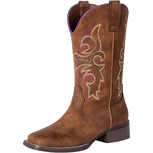 SheSole Ladies Western Square Toe Cowboy Boots For Women Wide Calf Cowgirl Boots