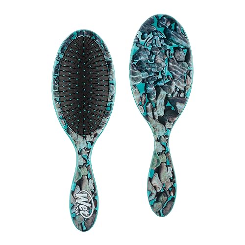 Wet Brush Cepillo desenredante original, Techno Stone Turquoise, desenreda suavemente el cabello para minimizar la rotura y proteger contra las