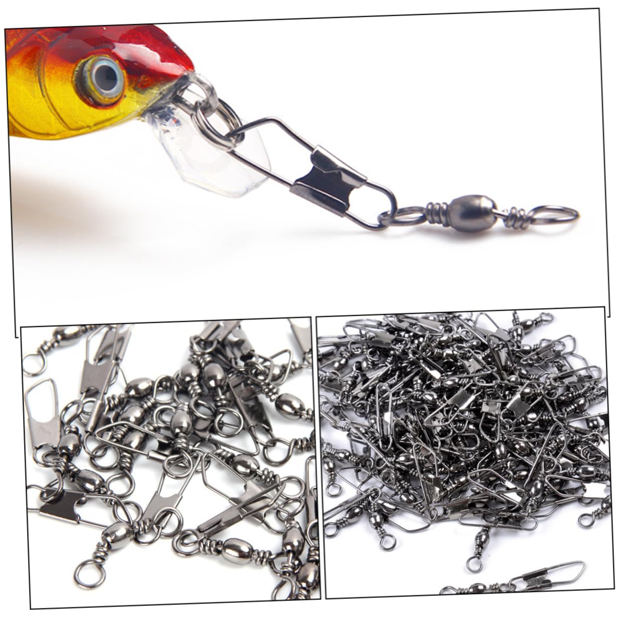 POPETPOP Anzuelos De Pesca con Anilla De Ocho Caracteres Anzuelos para Pesca Rodamientos De Bolas Eslabones Giratorios A Presión Conector De Pesca Anillos Partidos De Pesca Conector