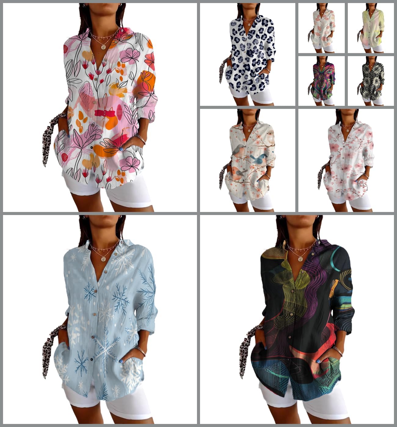 MARSVOVO Fairy 3/4 Length Sleeve Womens Blouse Novelty Wrinkle-Resistant Trendy Blouses Beach Summer Tops - Image 4