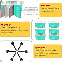 Vista 4 de LNYZQUS - Paquete de 40 moldes cuadrados para cupcakes con tapas de 5 onzas, moldes de papel de aluminio para mini pasteles, ramequines desechables