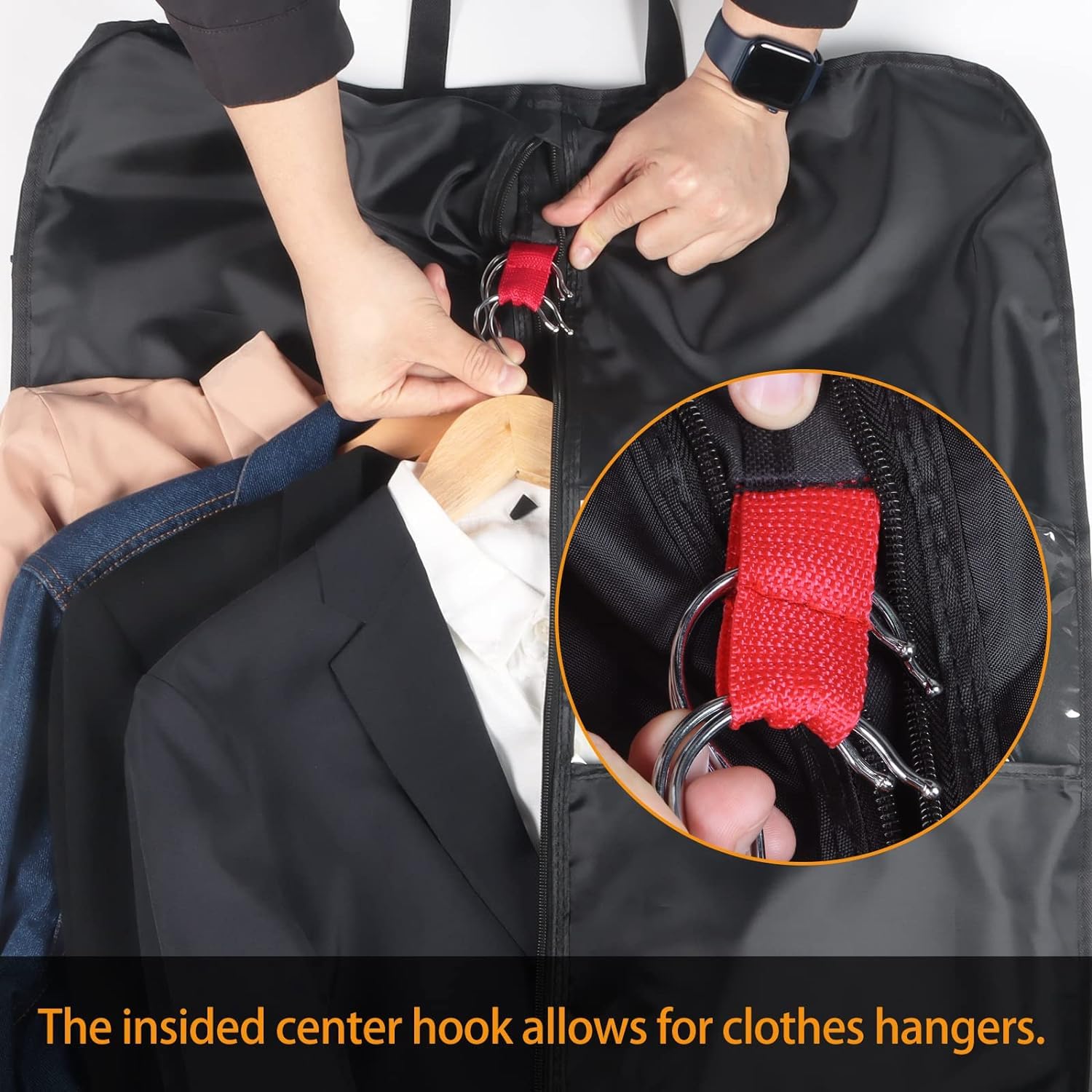 Portatrajes Fundas Ropa Bolsa De Ropa De 50 "con Asa, Funda para Traje con Cremallera Reforzada Y 6 Bolsillos, Bolsa De Viaje Plegable De Tela Oxford Funda Traje Funda Abrigos