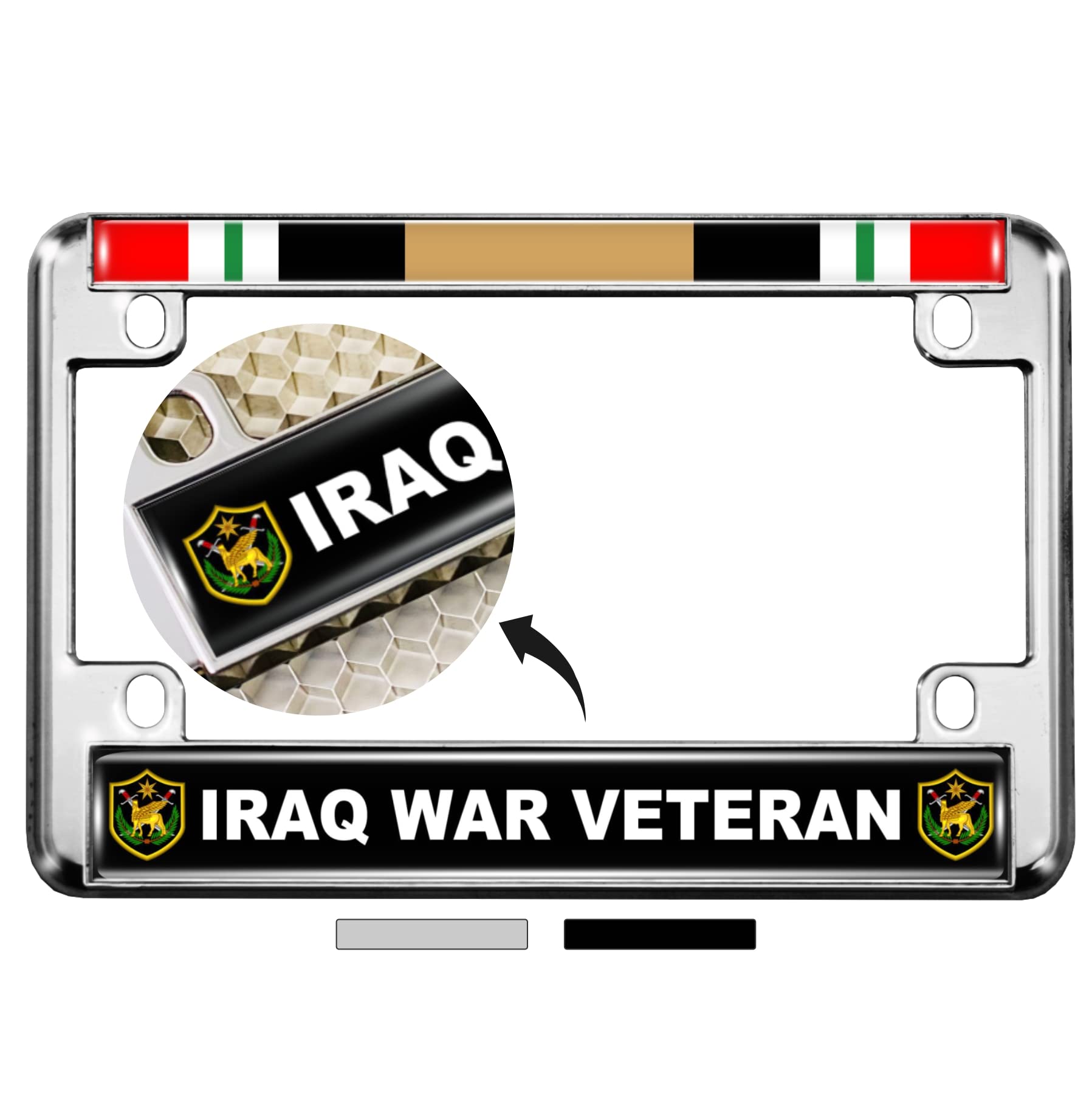 Motorcycle Metal License Plate Frame with Iraq War Veteran Design - Picture 11 of 18