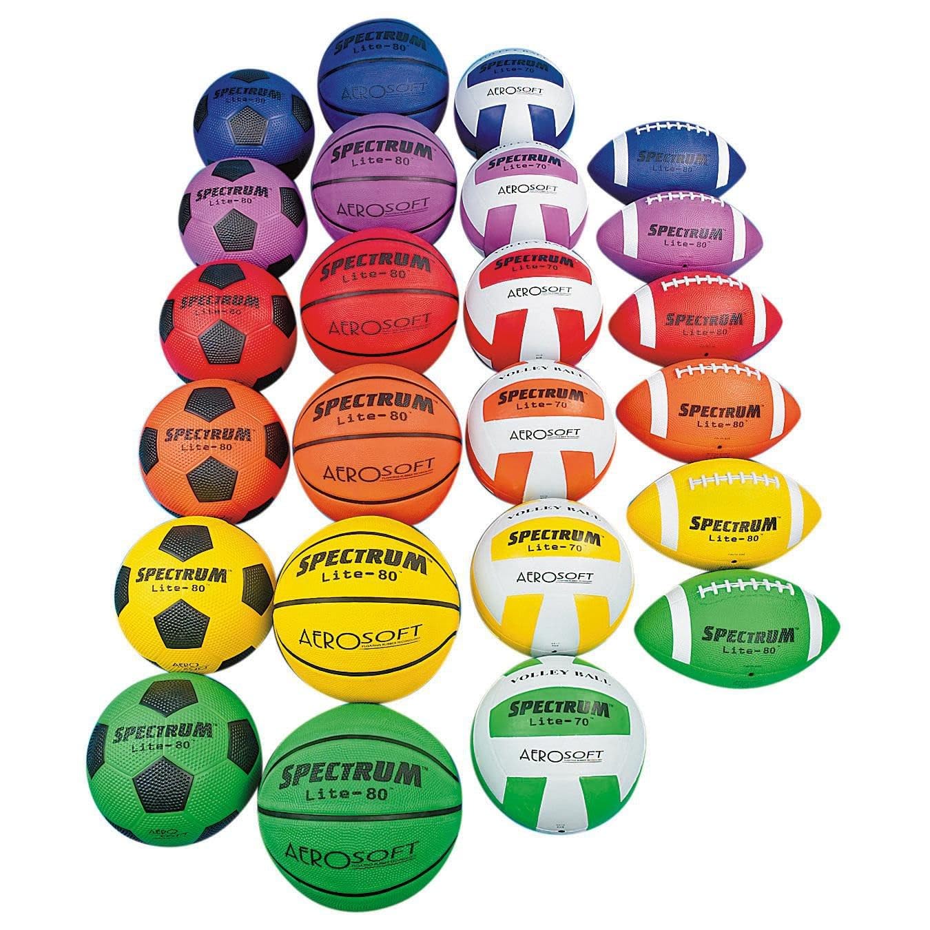 S&S Worldwide Spectrum Lite Sports Ball Pack - 24 Balls: Volleyballs, Basketballs, Footballs & Soccer Balls