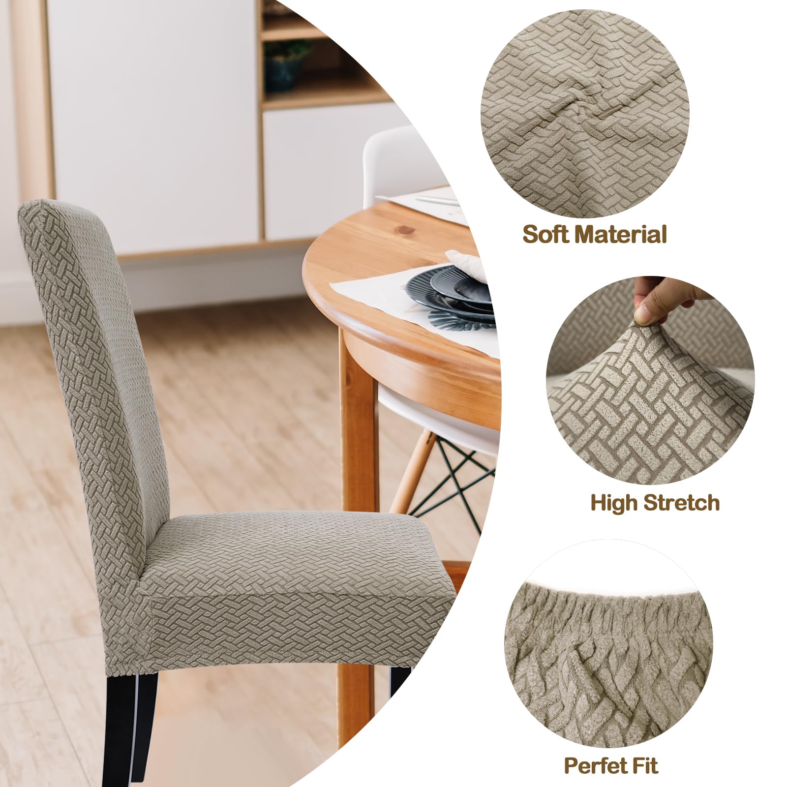 Zindoo Super Stretch Dining Room Chair Covers Jacquard - Image 3