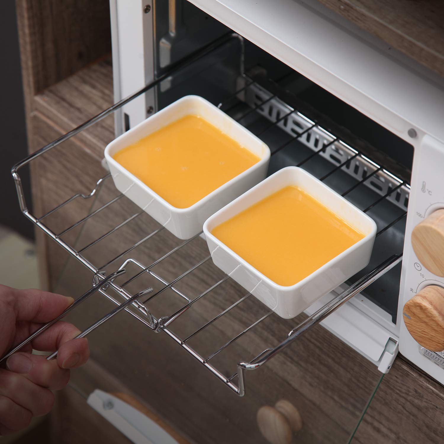 Lot de 10 ramequins carrés en porcelaine blanche de 170,1 g, 8,9 cm, mini bols à tremper, bols à dessert blancs pour pâtisserie, apéritif, sauce, soufflé, crème brûlée