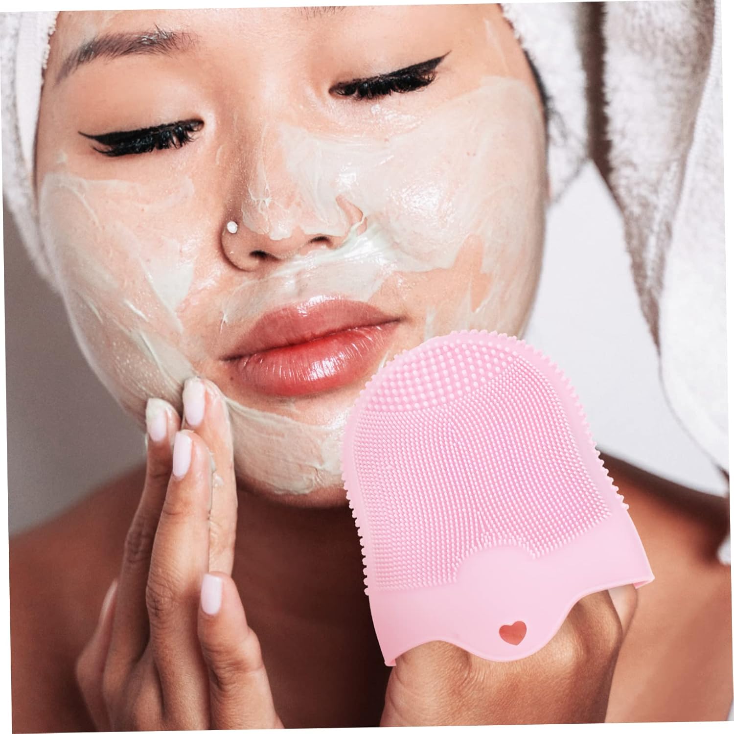 NOLITOY 5pcs Silicone Facial Cleansing Brush Soft Exfoliator for Deep Cleaning and Massage Skin Care Tool for Women Gentle Face Scrubber Pink Safe and Silicone Material