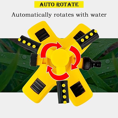 Miniatura 7 de Aspersor de jardín, giratorio automático de 360 grados, ajustable, diseño sin fugas, duradero 3 brazos, gran área de cobertura alrededor de 2000