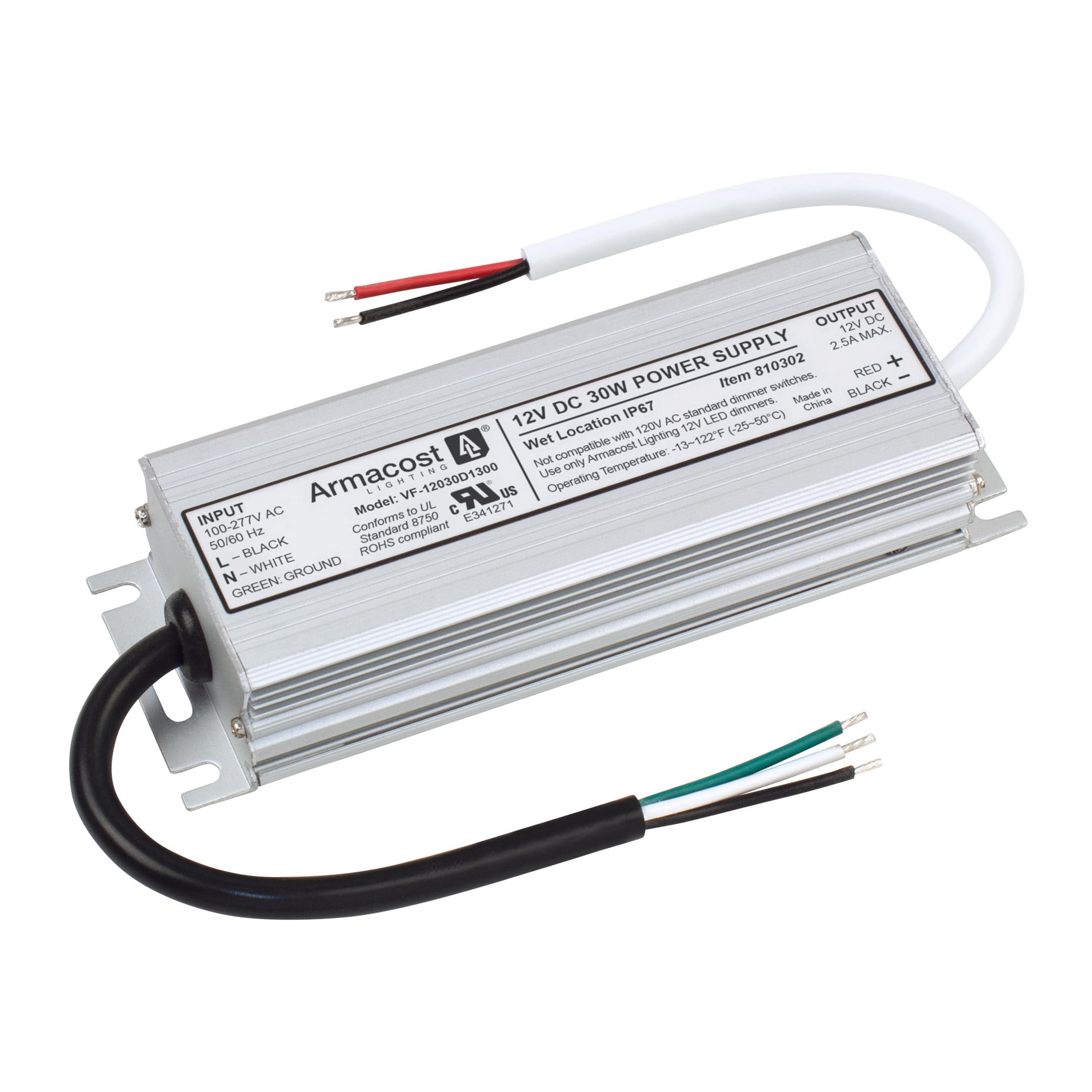 Armacost Lighting 30 Watt Standard Wet Location LED Driver 12V DC 810302