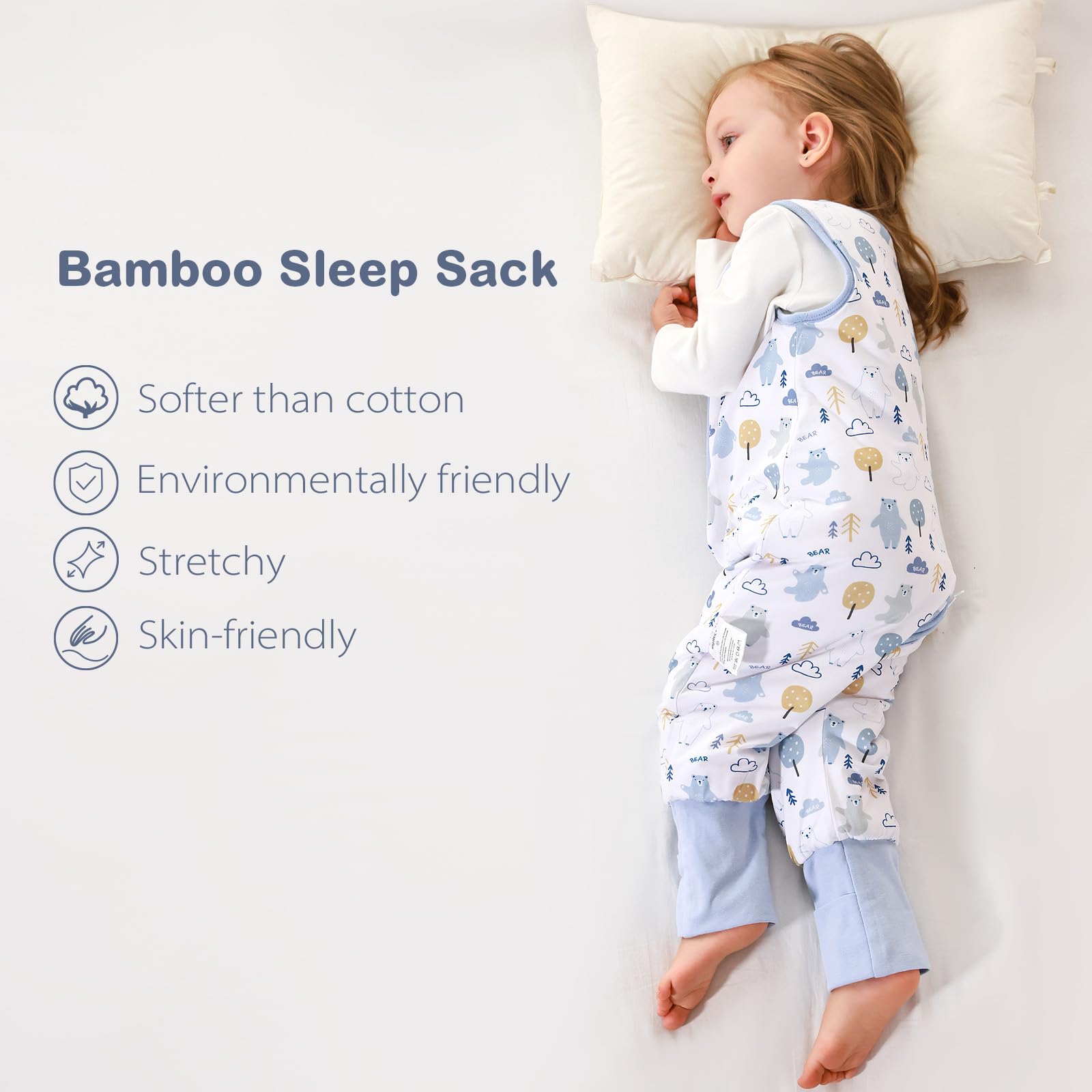 ToyaTec Baby slaapzak met voeten Super zachte Rayon gemaakt van bamboe, Kinderen bamboe vezel slaapzak 2,5 Tog herfst winter slaapdeken (blauw, XL ToyaTec Baby slaapzak met voeten Super zachte Rayon gemaakt van bamboe, Kinderen bamboe vezel slaapzak 2,5 Tog herfst winter slaapdeken (blauw, XL
