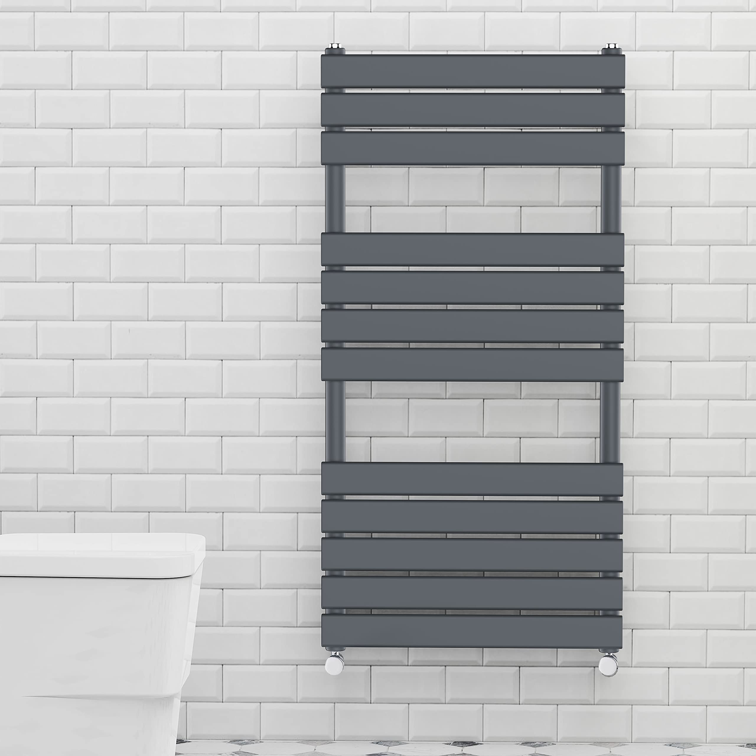 Warmehaus Anthracite 1200x600mm Flat Panel Heated Towel Rail 68mm