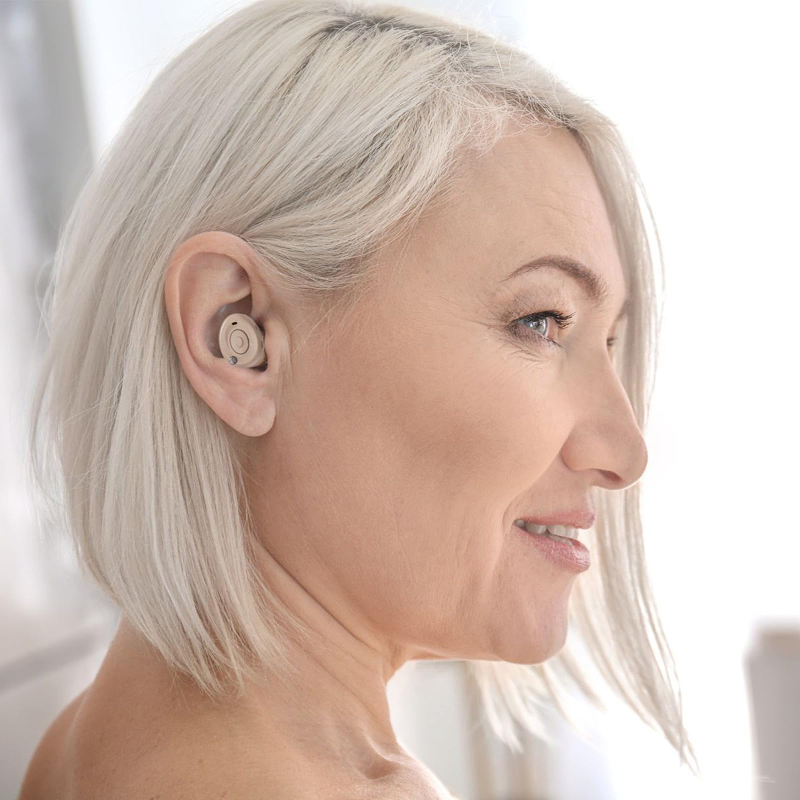 Genius Hearizon Hörverstärker Set 11-tlg, Sprachverstärker, für Senioren, fast unsichtbares In-Ear Design, einfache & intuitive Bedienung, 2 Modi, 5 Lautstärkestufen, bis zu 14 Std. Laufzeit, Ladeetui