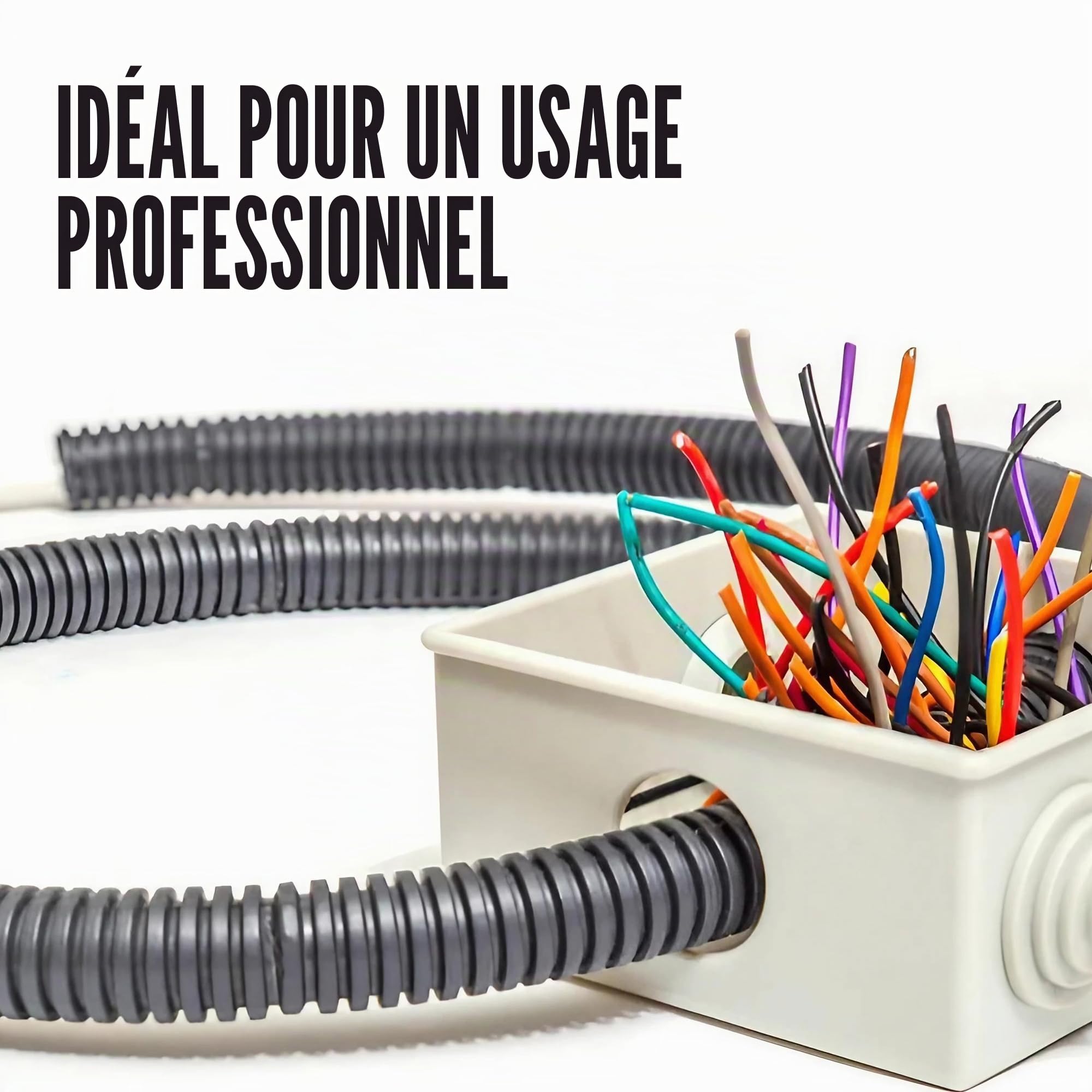 ESTO Tuyau ondulé 16 20 25 32 écheveau de 50 ou 100 mètres, gaine flexible ondulée non ouverte protectrice de câbles, pour travaux électriques, électricien 25 mètres/DN 32
