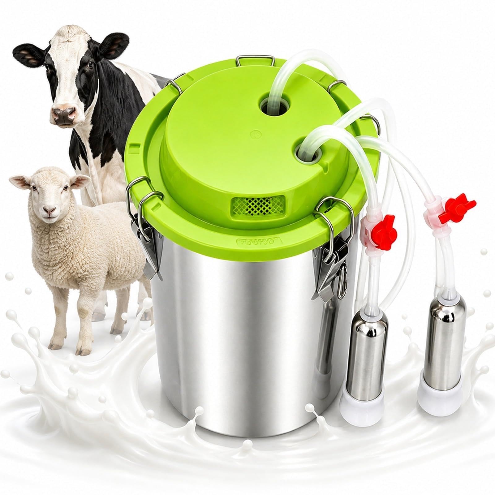 Mungitrice senza fili da 48W per mucche e capre, secchio acciaio inox 8-16L