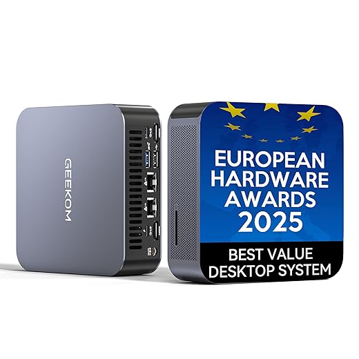 GEEKOM GT1 Mega AI Mini PC Windows 11 Pro, with Intel Core U9-185H (Up to 5.1GHz), 32GB DDR5 & 2TB PCIe 4.0 NVMe SSD (Expandable), 4K@120Hz Quad Display/Dual USB4.0/6×USB/WiFi7/BT5.4/2.5Gbps Dual LAN