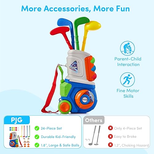 Miniatura 2 de PJG Juego de golf para niños pequeños, palos de golf de plástico para niños de 1, 2, 3, 4, 5 años con 4 palos de golf y 10 pelotas, juguetes de golf