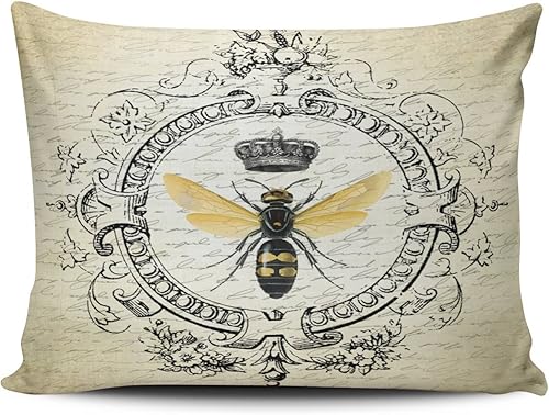 Funda de almohada decorativa de abeja francesa romántica moderna, romántica, moderna, con cremallera, 16 x 24 pulgadas